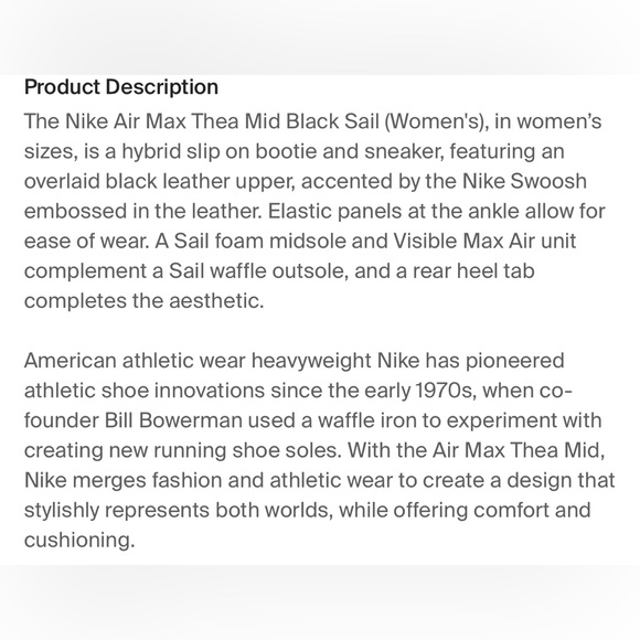 Nike Air Max Thea Mid Boot Black Sail White 859550-001 Womens Size 9 - Picture 6 of 14
